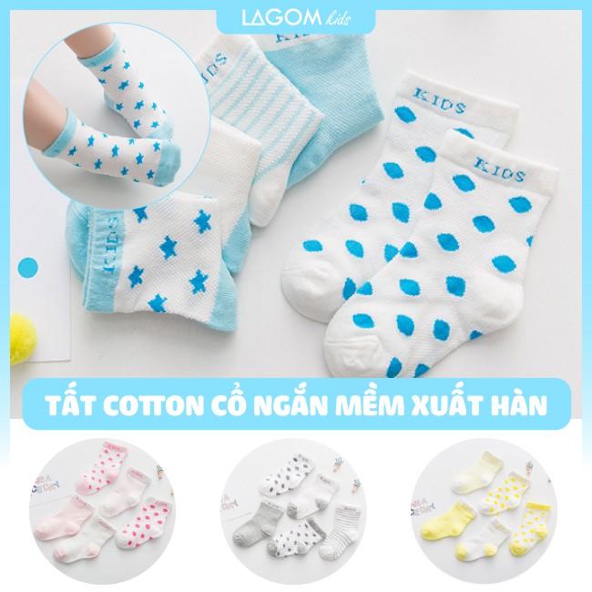 Vớ cho bé 1-3-5 tuổi hình sao xuất Hàn | Tất cho bé trai &amp; bé gái ngắn cổ cotton mềm mịn 1-3-5 tuổi