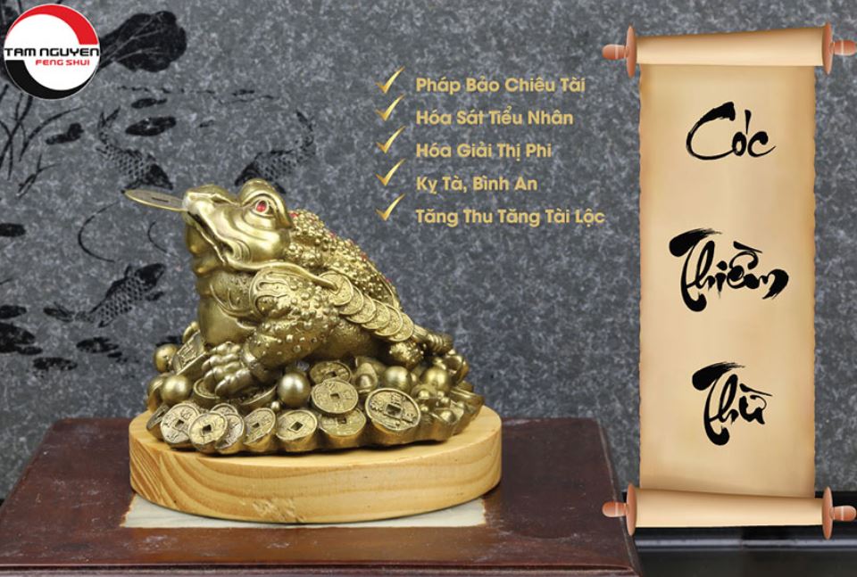 Cóc Thiềm Thừ Ngậm Tiền Vàng Bằng Đồng nhỏ (11cm) - Linh Vật Chiêu Tài Lộc Cho Ban Thờ Thần Tài Thêm Cát Khí