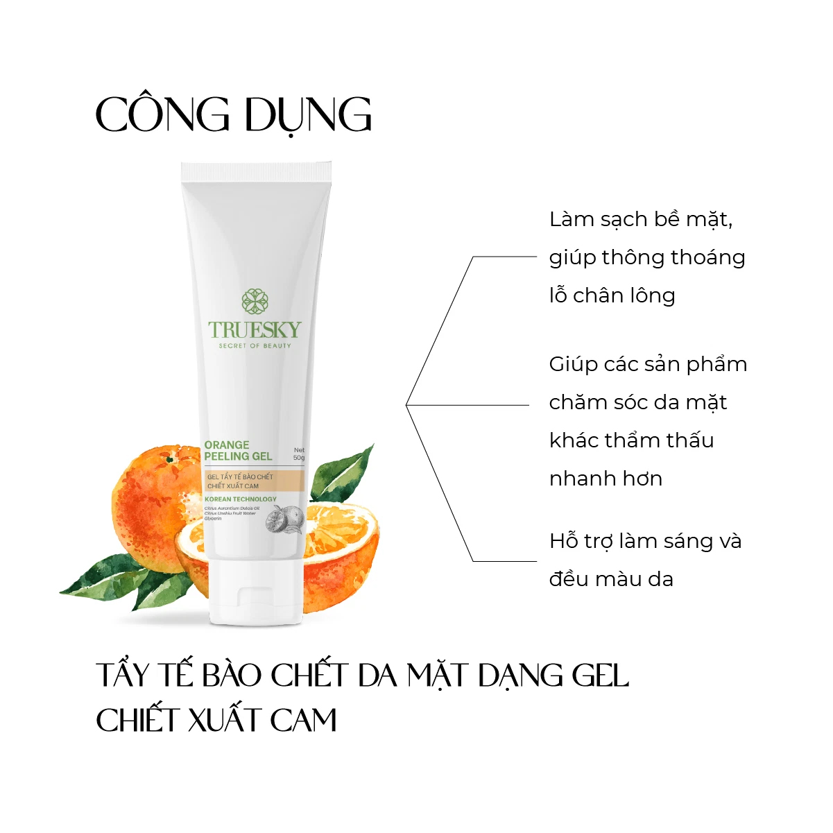 Tẩy tế bào chết chiết xuất cam Truesky Orange Peeling 50g