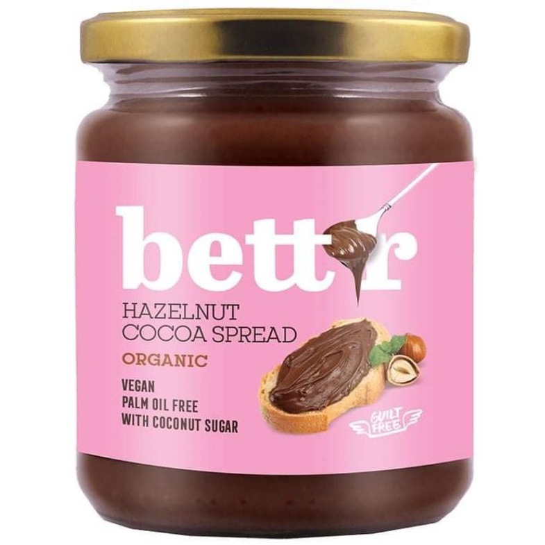 Bơ Cacao hạt phỉ hữu cơ Bett'r Hazelnut Cacao Spread 250g