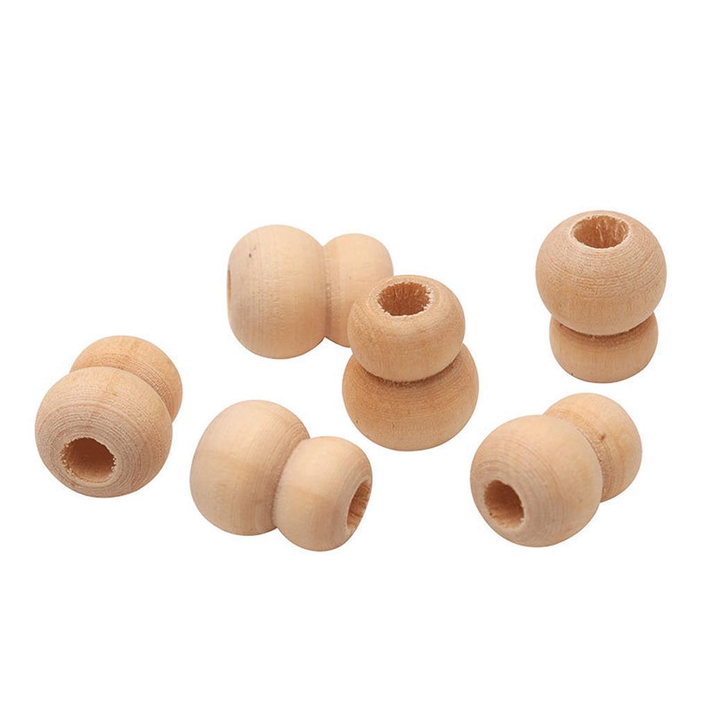 50x Gourd Wood Beads with Hole Spacer Beads Charms Jewelry Making Beading Craft