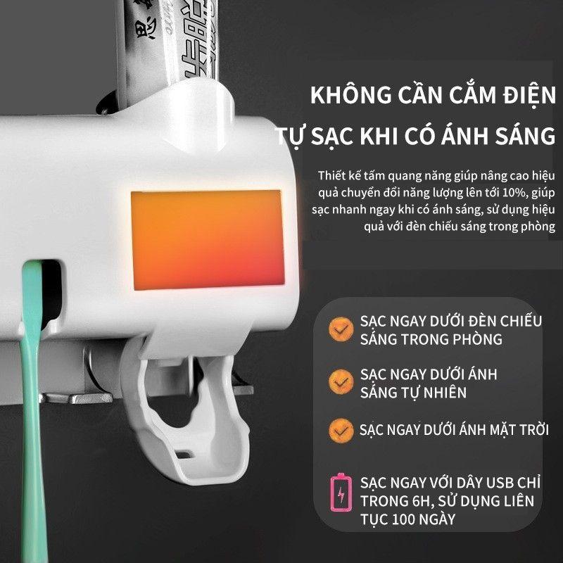 Kệ lấy kem đánh răng tự động, kệ để bàn chải đánh răng khử trùng = tia uv