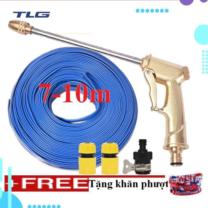 HCM Bộ dây vòi xịt nước rửa xe, tưới cây . tăng áp 3 lần, loại 7m, 10m 206701-3 đầu đồng, cút+tặng khăn phượt