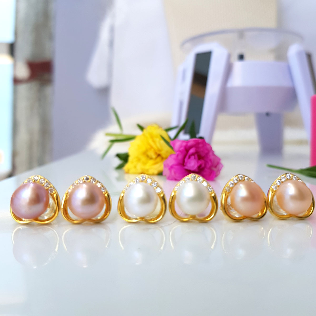 Bông Khuyên Tai Ngọc Trai - Kiểu Nụ - Mở Cửa Trái Tim - Sang Trọng - Trang Sức Cô Tấm - DANKO PEAL - COTAM0406 -Bạc S925 Nạm Zircon