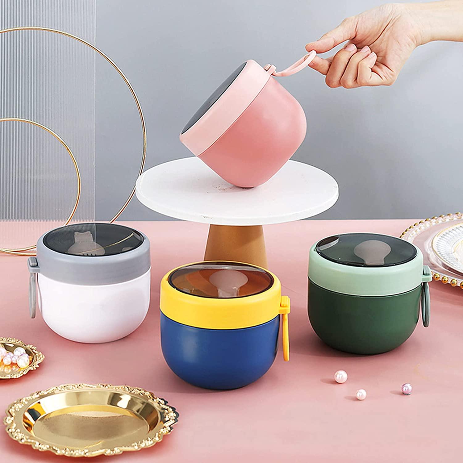 Cốc bột yến mạch cách nhiệt bằng lò vi sóng bằng thép không gỉ Cốc ăn sáng Muỗng cầm tay