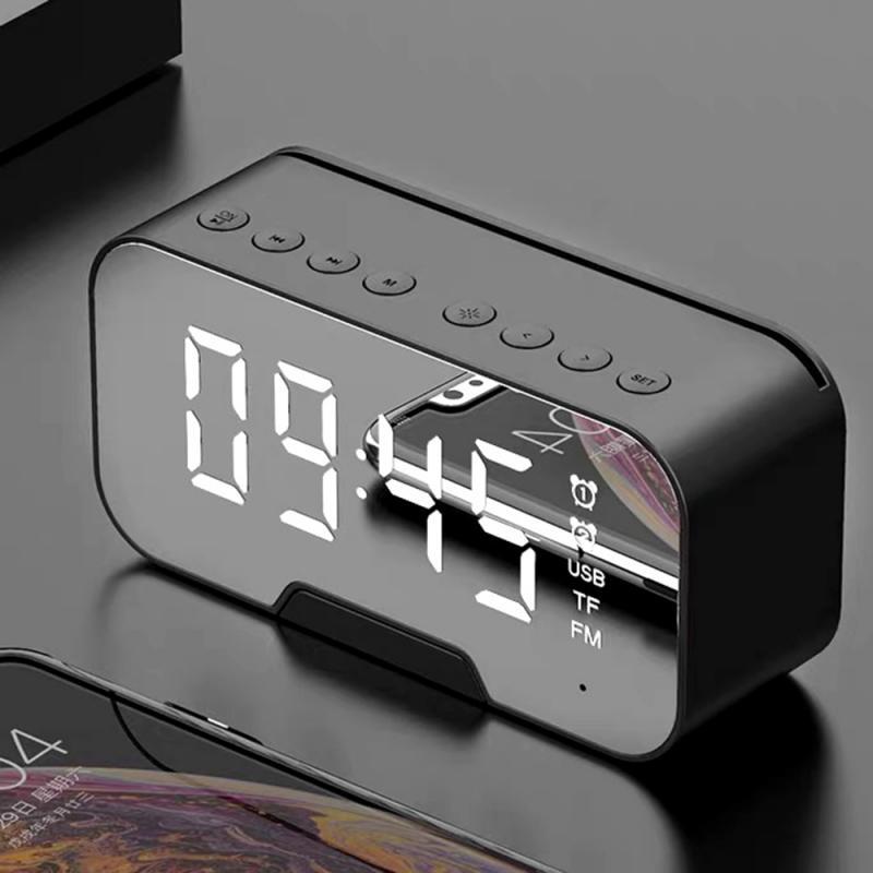 6 Trong 1 Gương LED/Báo động kỹ thuật số/Đồng hồ/Không dây Bluetooth 5.0 Loa siêu loa Color: Pink