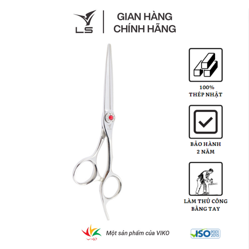 Kéo cắt tóc LS lưỡi thẳng quai offset vênh đỡ ngón cố định FA43/6.0