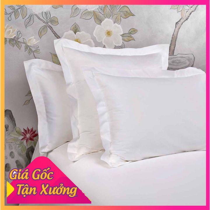 Bộ Ga Gối Cotton T400 một màu trắng khách sạn