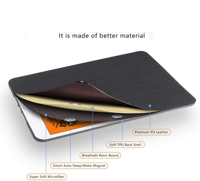 Case bao da chống sốc canvas cho iPad 9.7 inch 2017 / 2018 / iPad Pro 9.7 inch hiệu Mutural Yashi Series trang bị ngăn đựng bút, thiết kế tản nhiệt, hỗ trợ smartsleep - hàng nhập khẩu
