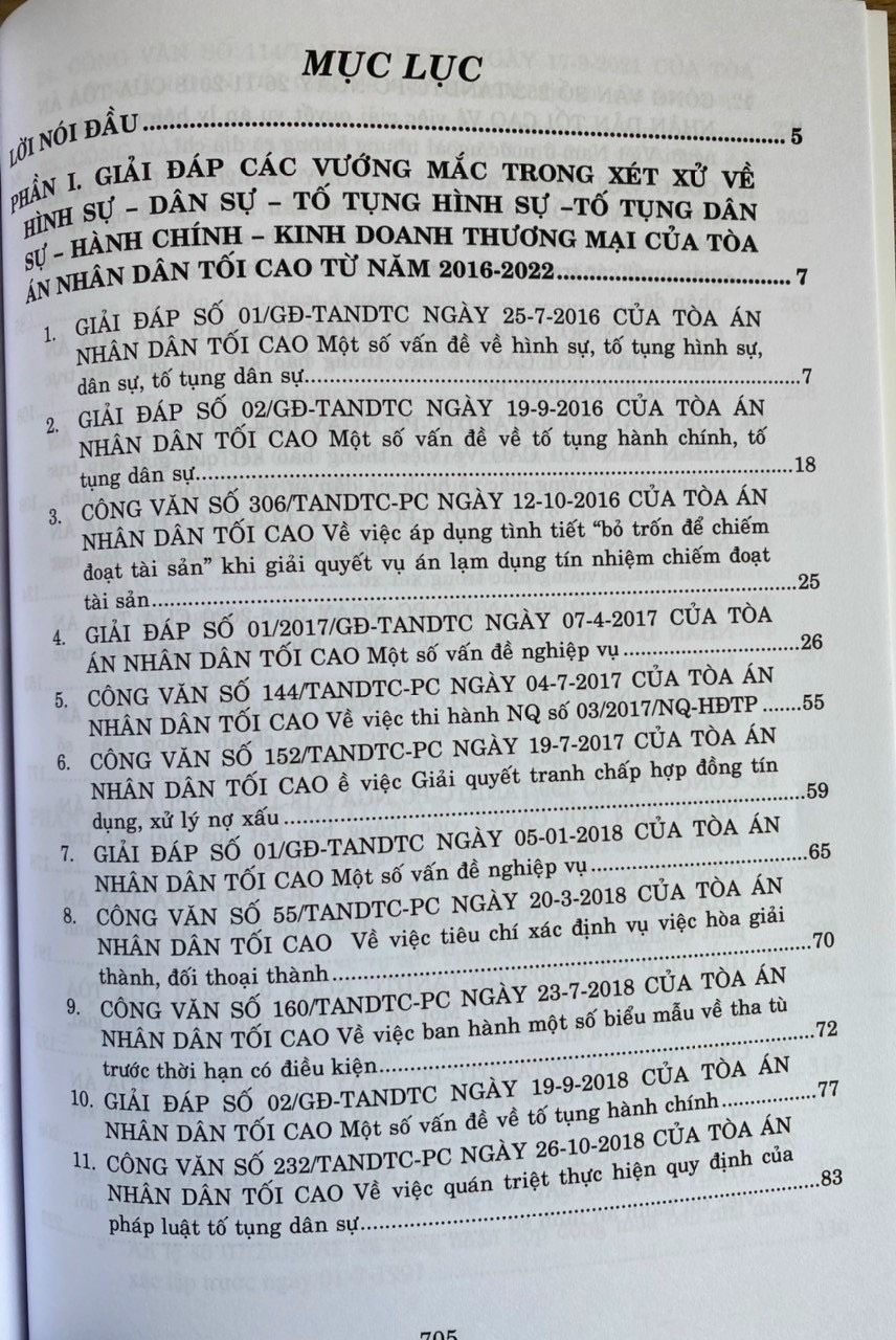 Hệ thống Án lệ và các giải đáp vướng mắc trong nghiệp vụ xét xử của Tòa án nhân dân tối cao từ năm 2016 đến nay