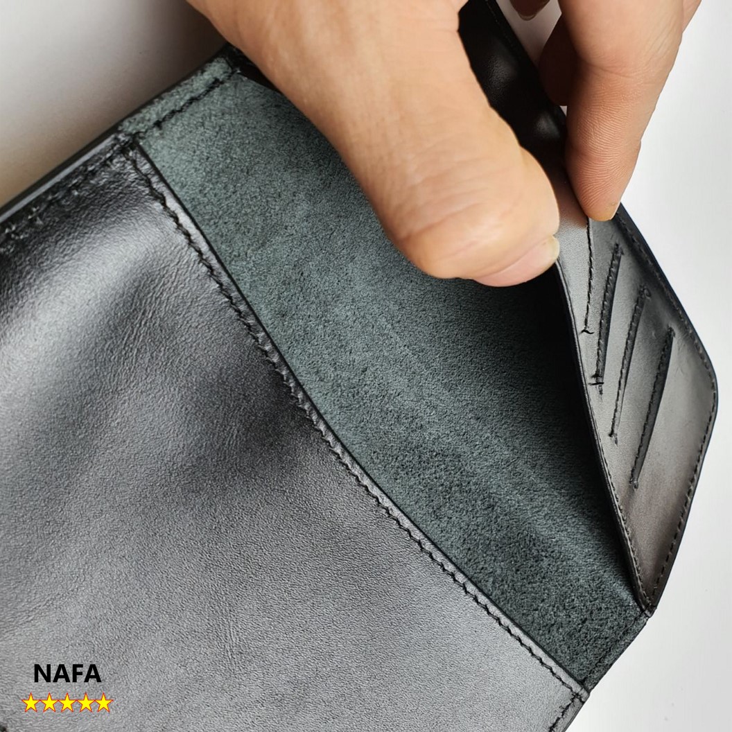 [Da thật] Ví dài, Ví cầm tay nam NAFA WL118 nhỏ gọn siêu mỏng, chất liệu da bò thật tiện lợi  – Màu Đen/ Nâu sáp