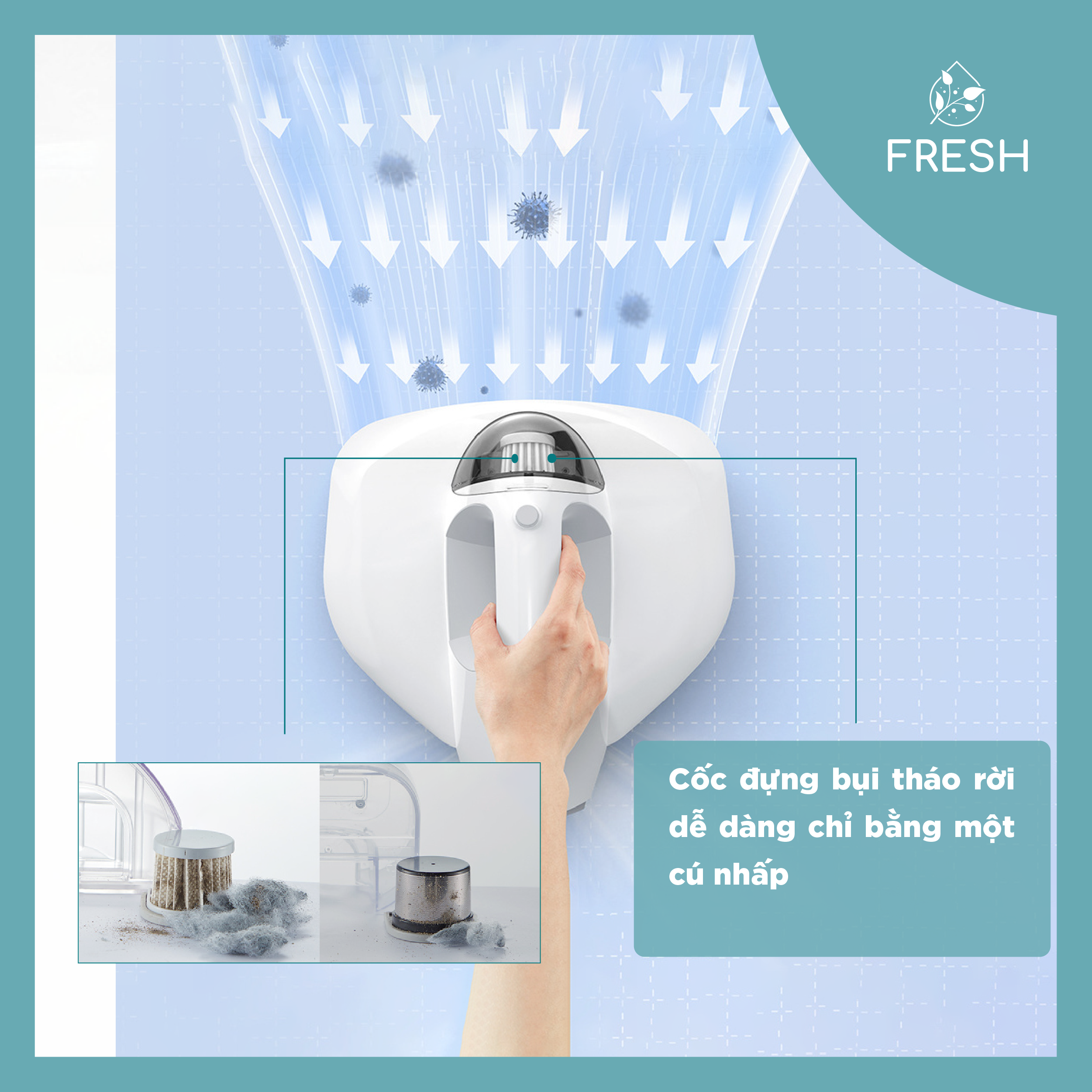 Máy Hút Bụi Cầm Tay Diệt Khuẩn Cho Giường Nệm Công Suất 400W Chứa Đèn UV - FRESH