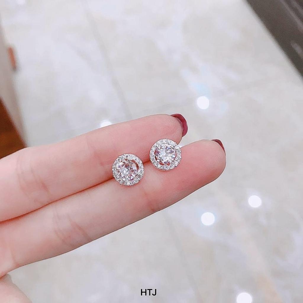 Bộ trang sức nữ - Dây chuyền - Lắc tay - Nhẫn - Bông tai bạc thật đính đá tròn, Trang sức Anchi jewelry