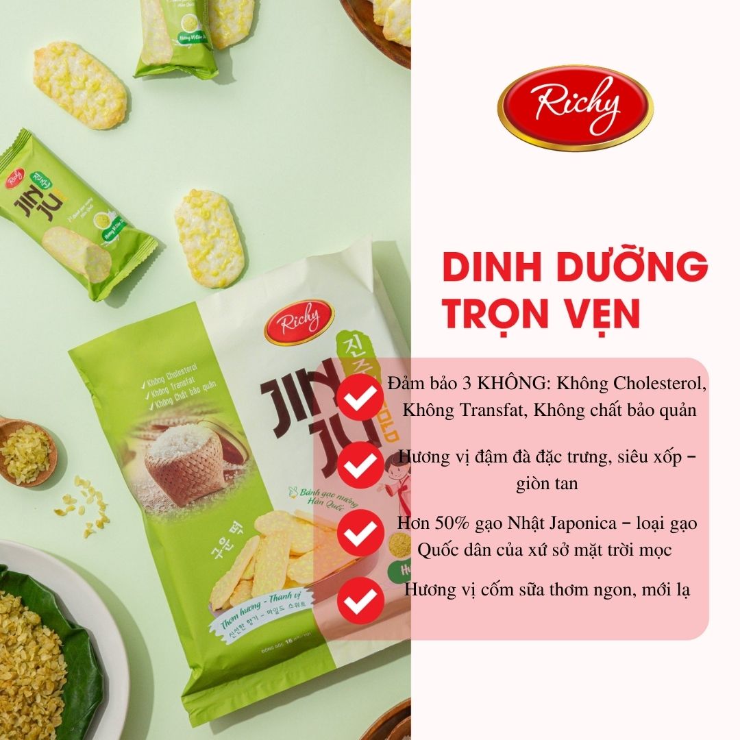 Bánh Gạo Nướng Hàn Quốc JinJu Vị Cốm Sữa 134,4g