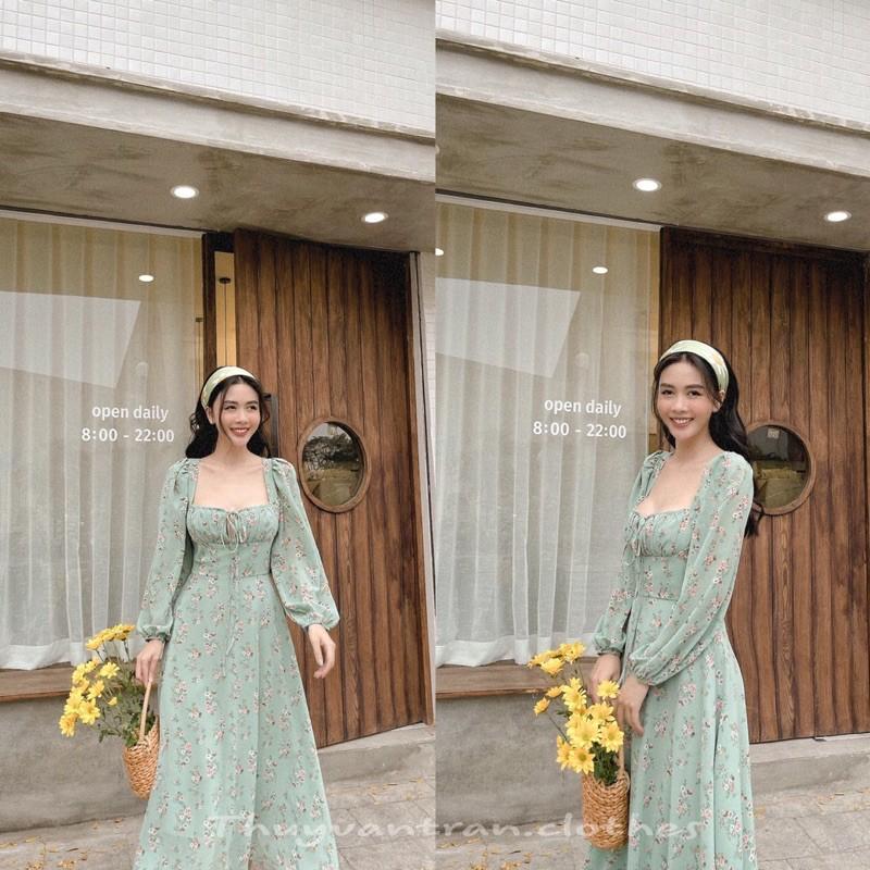 (LOẠI 1 HAI LỚP) VÁY MAXI HOA NHÍ BÁNH BÈO CỔ VUÔNG MÀU SẮC TƯƠI SÁNG SIÊU XINH