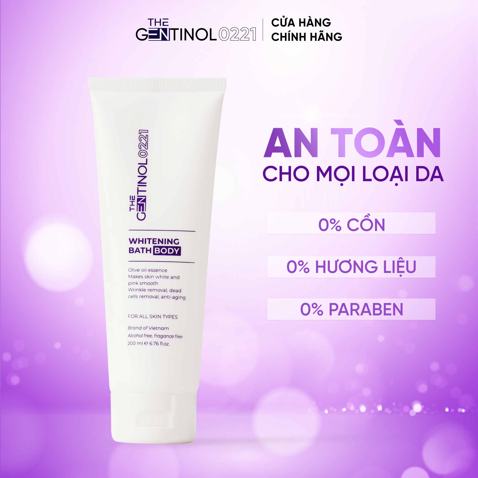 Kem ủ trắng da, loại bỏ tế bào chết và chống lão hóa body The Gentinol 0221 200ml