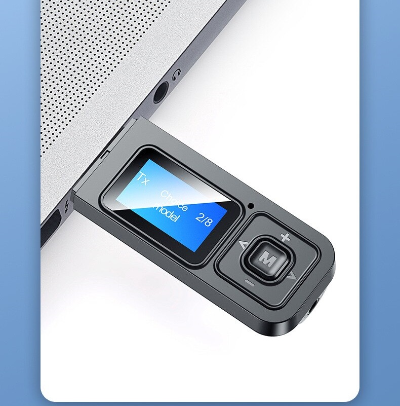 Hàng Chính Hãng - Bộ Thu Phát Bluetooth BT-03-LJA Bluetooth 5.0 Phạm Vi 15m Dễ Sử Dụng Chế Độ Chuyển Đổi Linh Hoạt Âm Thanh Hi-Fi Màn LCD Nhỏ Gọn Hỗ Trợ Đàm Thoại Tương Thích Rộng Rãi Android Ios TV PC Pin Lithium 4 tiếng Cổng Sạc Micro USB - ROGTZ