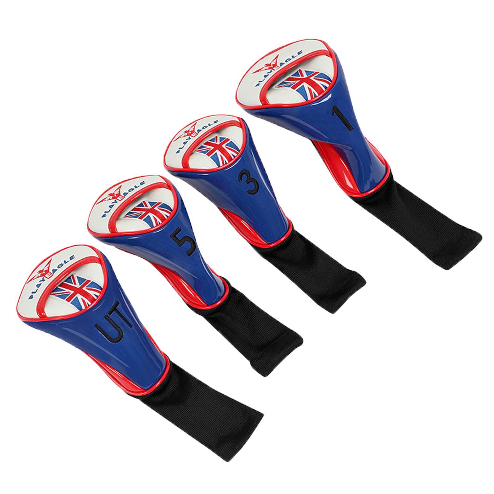 4Pcs Golf Head Covers Set for Driver Fairway Wood with No. Tag