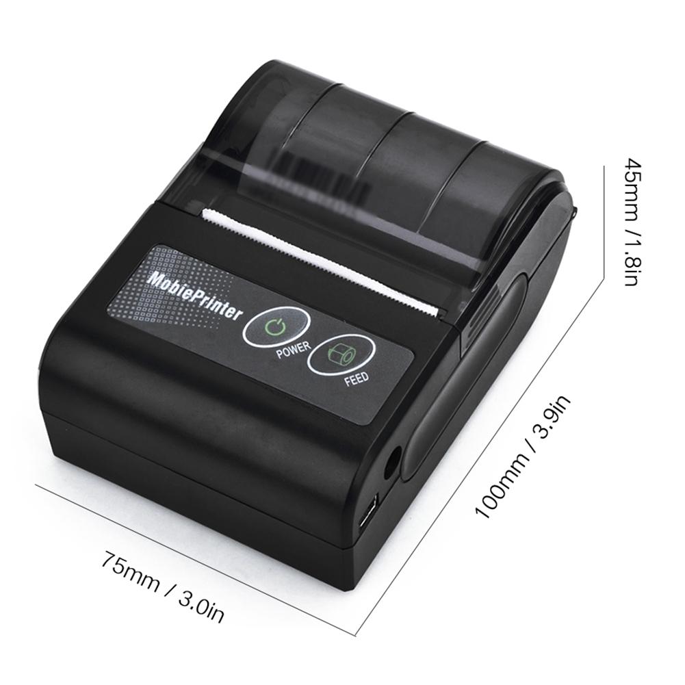 USB 58MM BT Portable Pocket Printer Thermal Printer Wireless Bill Mini Printer Handheld Printer Compatible with Android