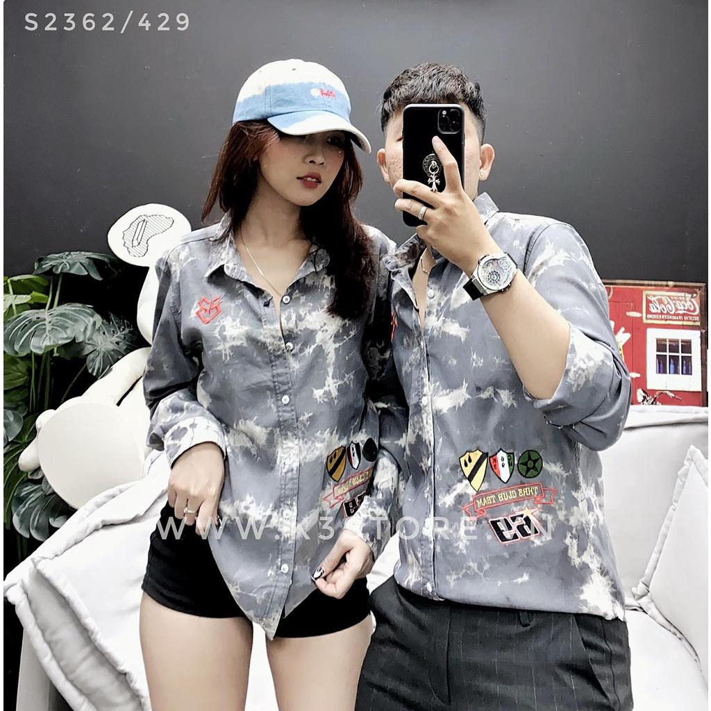 Áo sơ mi nam tay dài xám was hàng thêu racing team 69 form body chất kaki dày dặn three collection K3 STORE