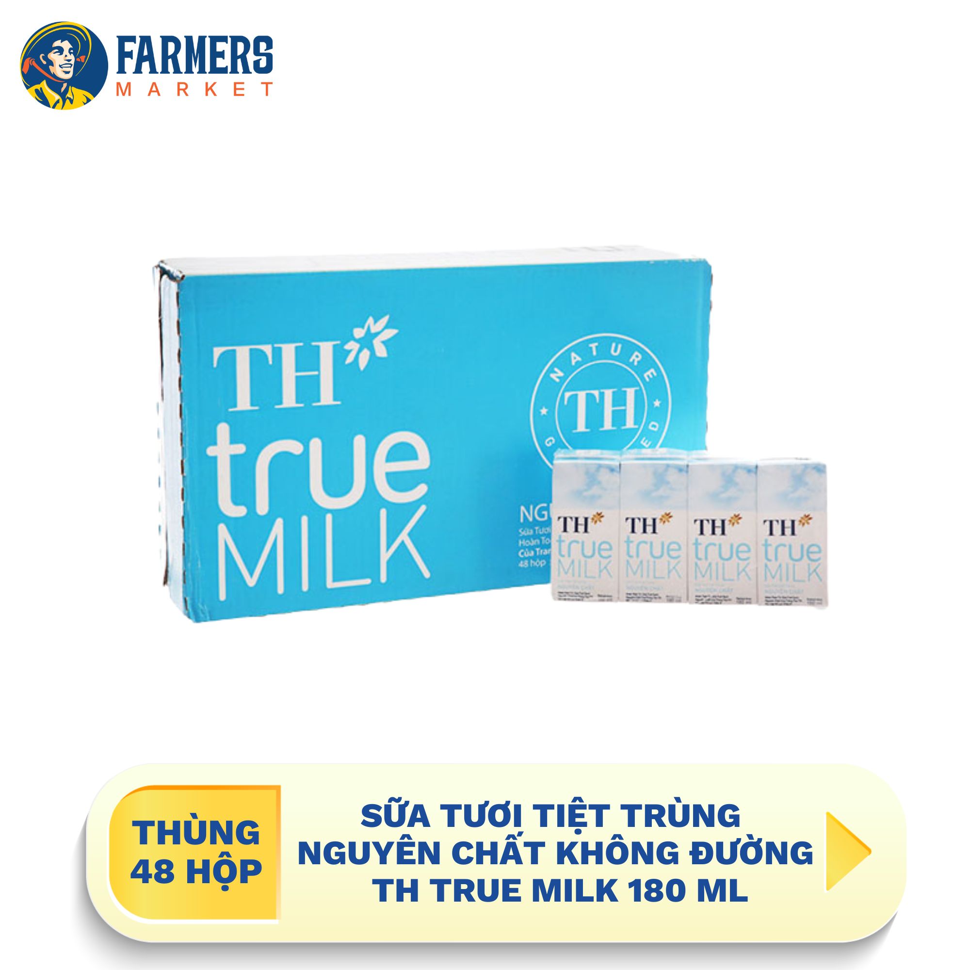 [Giao hàng toàn quốc] Thùng 24 Hộp sữa tươi tiệt trùng nguyên chất không đường TH True Milk (180 ml/Hộp)