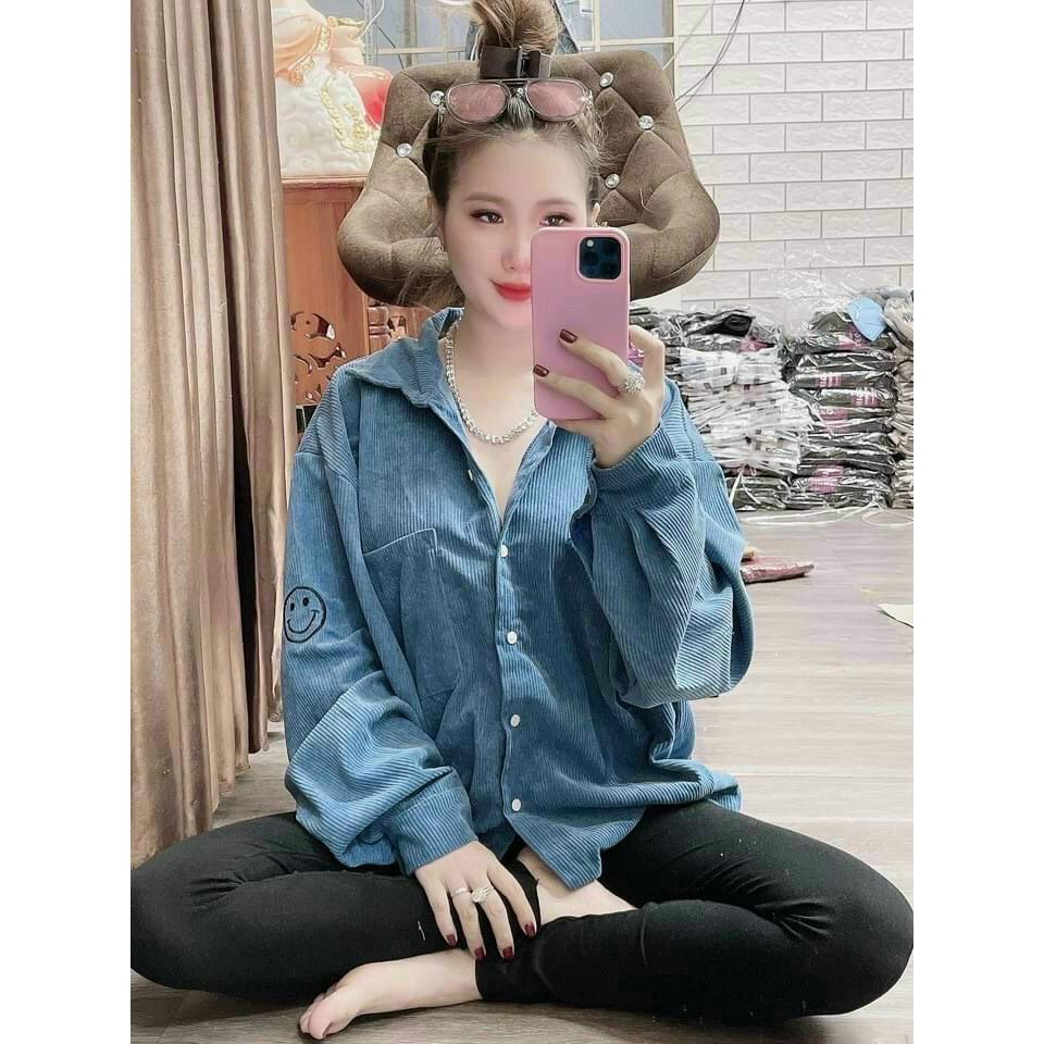 Áo khoác nhung kiểu sơ mi NỮ SIÊU XINH CHO CÁC CHỊ EM