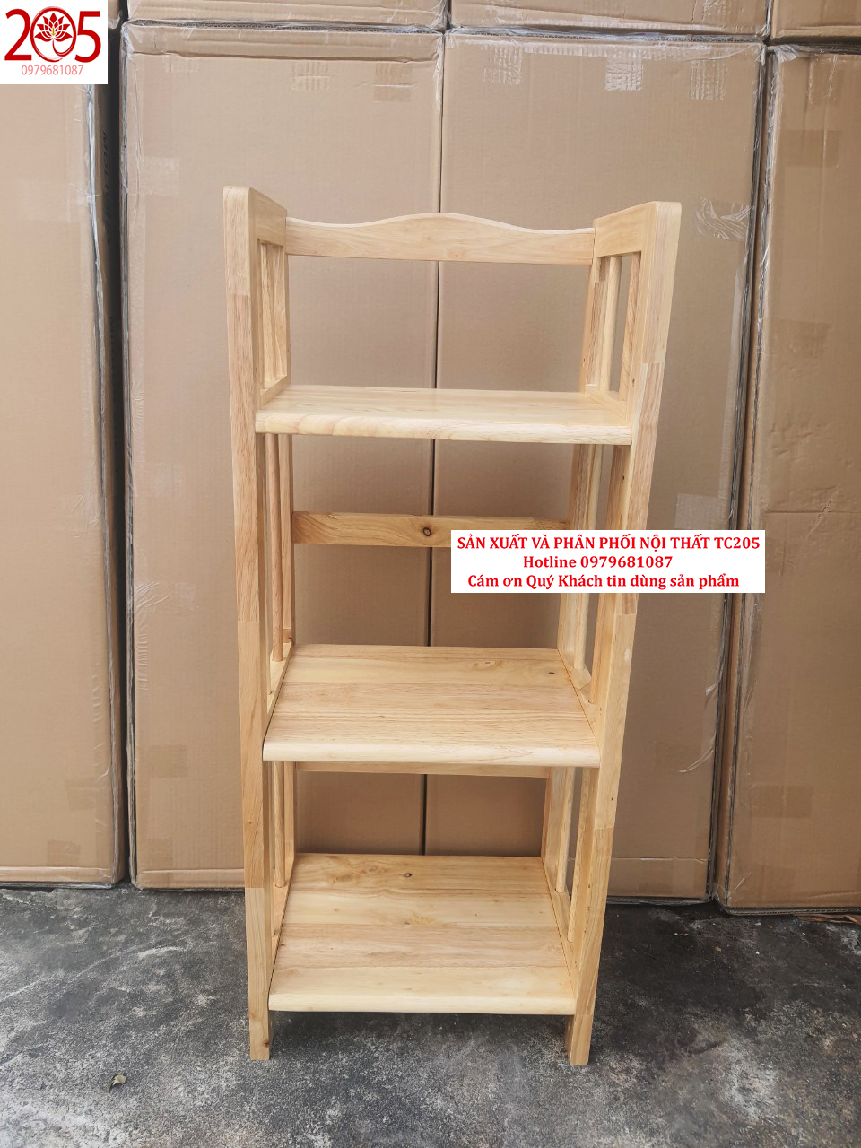 Kệ Sách 3 Tầng  Gỗ Tự Nhiên 100%-Nâu