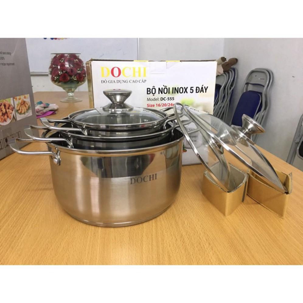 Bộ 3 Nồi Inox 5 Lớp Đáy Cao Cấp