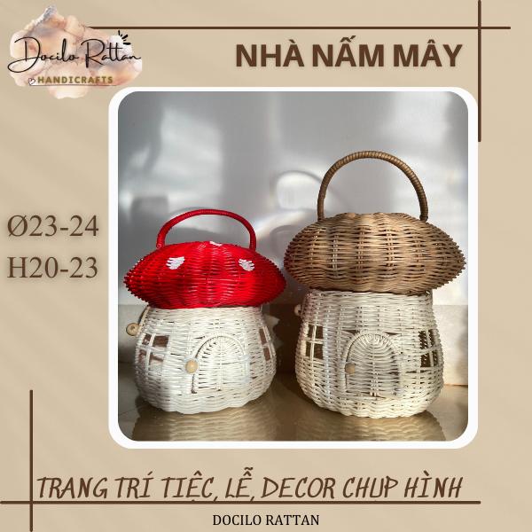 Nhà nấm, nhà mây, giỏ nấm mây decor trang trí phòng hoặc đựng đồ cá nhân cho bé. Phụ kiện chụp hình, đóng kịch thần tiên