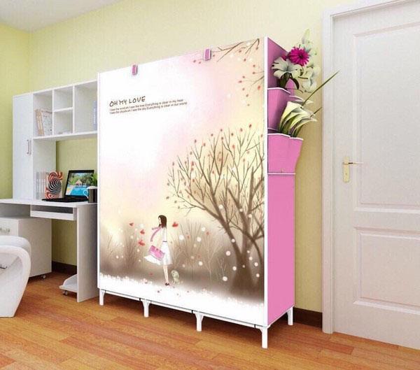 Tủ vải quần áo 3D 3 buồng 8 ngăn dành cho gia đình