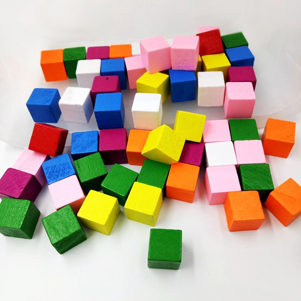 4-5pack 50 Pieces Assorted Color Wooden Blocks Embellishments for Crafts 15mm