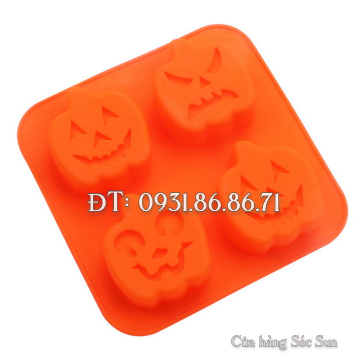 Khuôn silicon 4 trái bí đỏ Halloween – Mã số 1364
