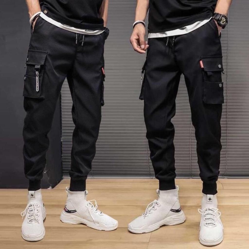 Quần kaki jogger Túi Hộp nai Dài Bo Gấu - Chất Vải Kaki Kiểu Thể Thao UNISEX Hai Màu Đen, xám. 04x