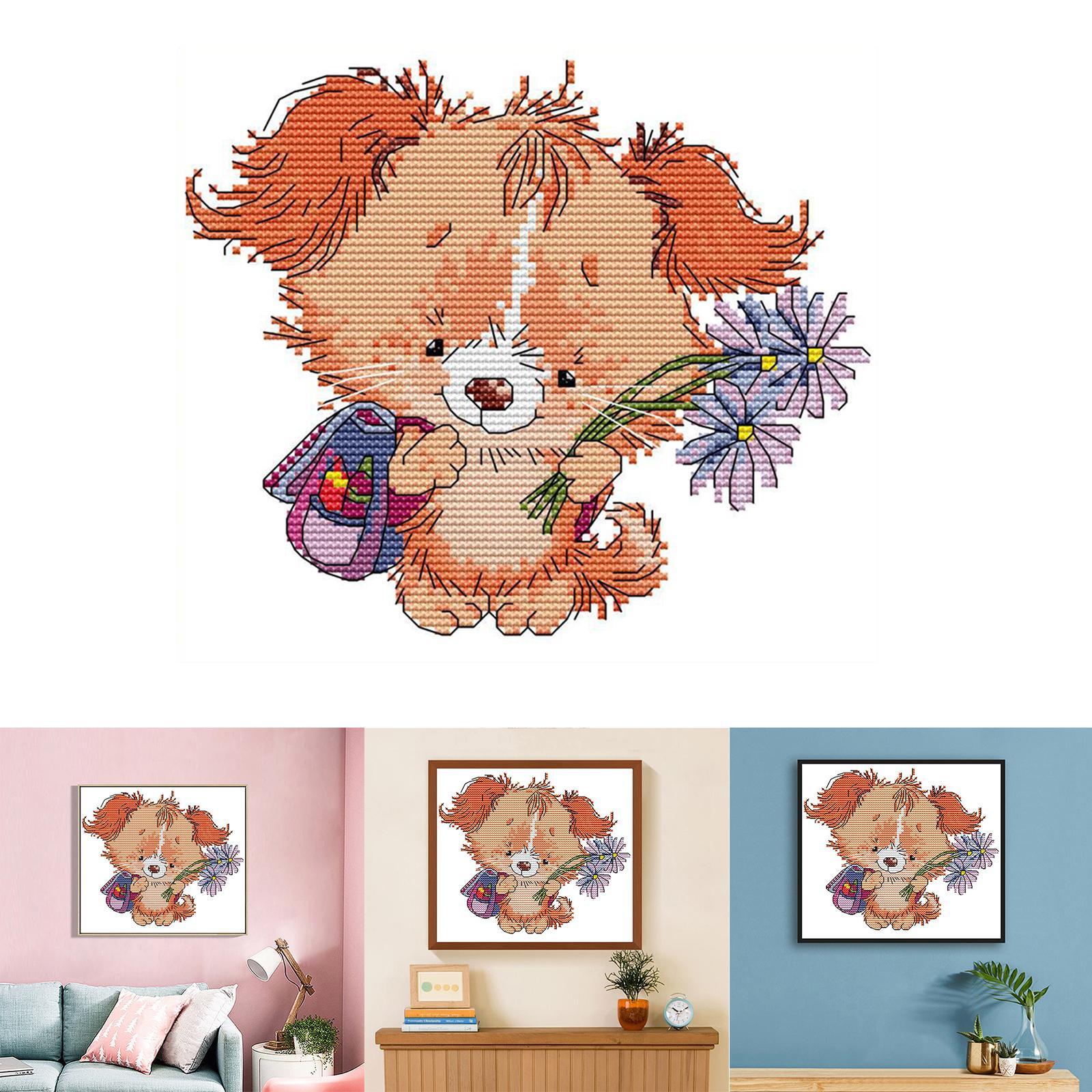 Cross Stitch Cute Puppy Embroidery Needlepoint Crafts for Adult Kid