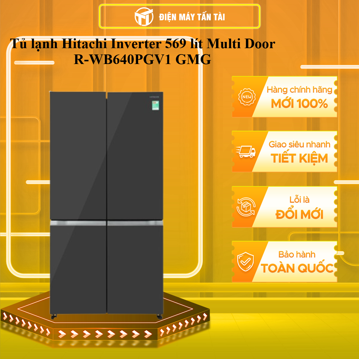 Tủ lạnh Hitachi Inverter 569 lít R-WB640PGV1(GMG) - Hàng chính hãng [Giao hàng toàn quốc]