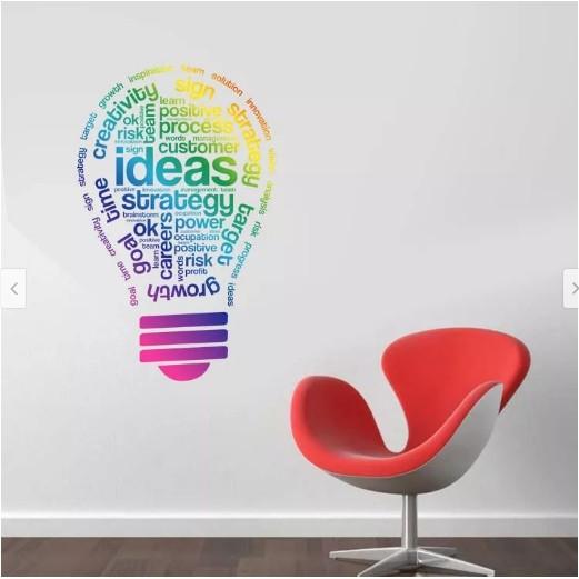 Decal trang trí tường Bóng đèn chữ IDEAS