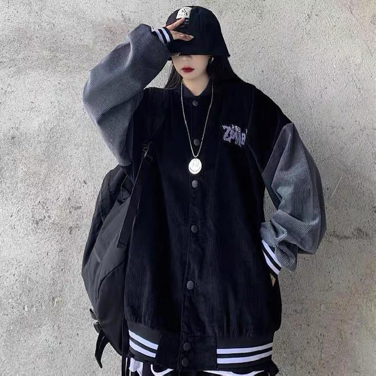 Áo Khoác Nhung FASHION Nhung Gân Mềm Mịn Tay Phồng In Chữ ZOMBIE Sắc Nét