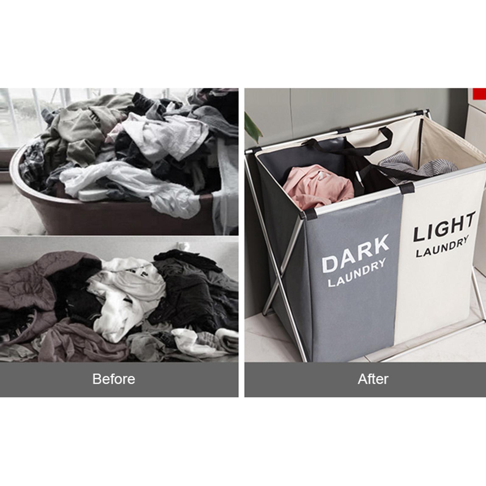 Laundry Cloth Hamper Sorter Basket Bin with Aluminum Frame Washing Storage