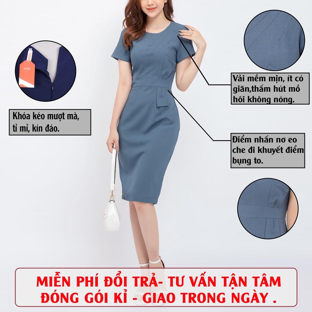 Đầm trung niên ôm body công sở AMYRA, thiết kế nơ eo dự tiệc cao cấp sang trọng mặc đi làm, đi tiệc cho mẹ DA721