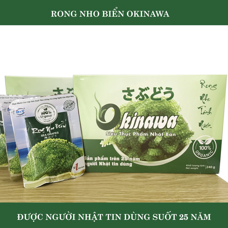 Rong nho biển tách nước Okinawa cao cấp Hộp 240g (12 gói) - Phụ khoa Hồng Đức