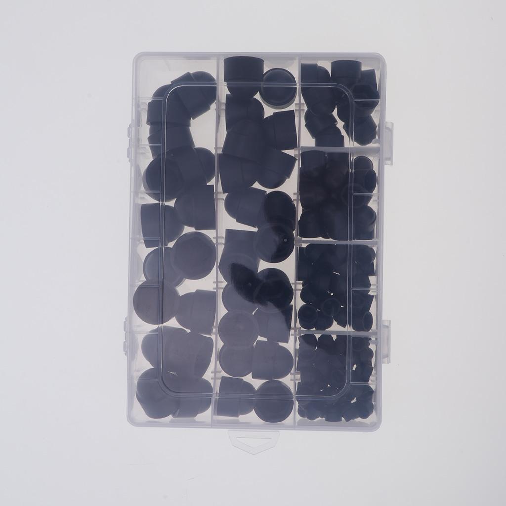 145 Pieces Protective Caps for Screws Hexagon Cover Cap for M 4 M5 M6 M8 M10 M12, Plastic Black Decorative Nut Cap