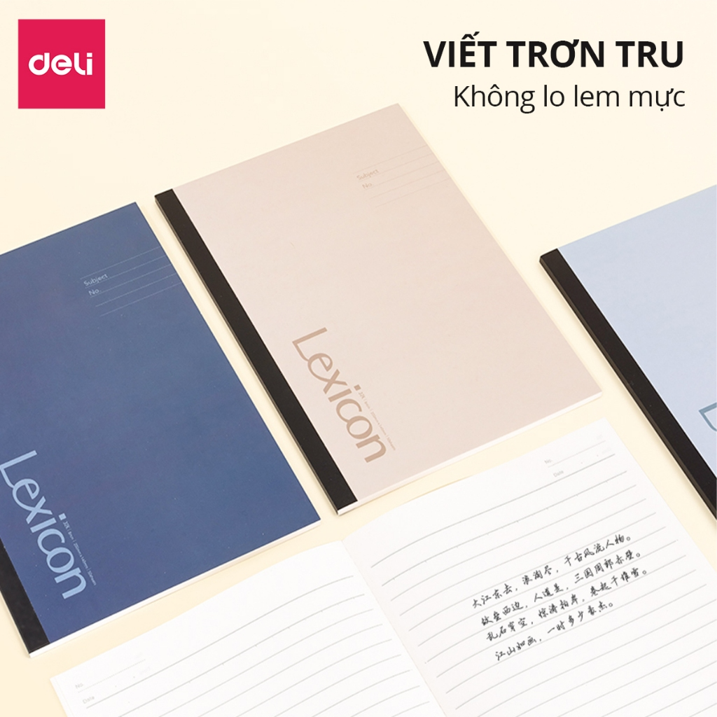 Tập Vở Dán Gáy Kẻ Ngang A5 Deli - 120 Trang Giấy Chống Lóa - Sổ Tay Ghi Chép Học Sinh Takenote Nhiều Màu