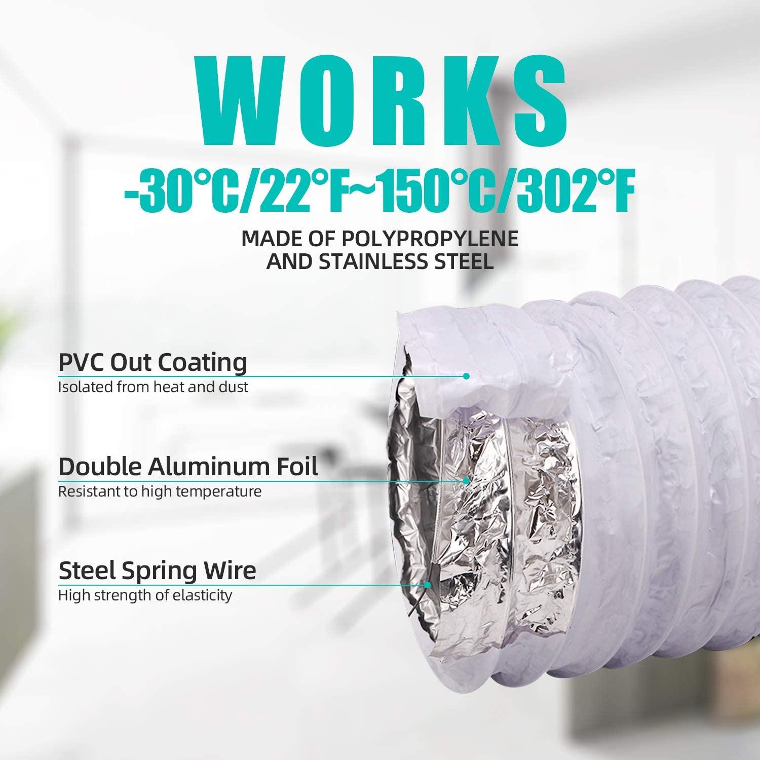 Vòi sơ tán linh hoạt Ø Chiều dài 1058mm 8m, vỏ thông gió phổ quát trong bộ PVC/nhôm để bảo vệ điều hòa không khí chống ăn mòn để ăn mòn