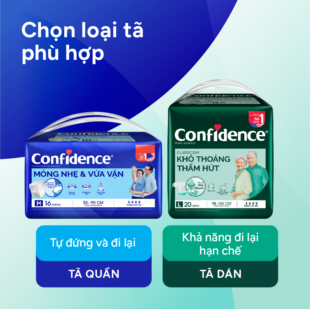 Thùng 3 gói Tã dán người lớn Confidence Classic Day khô thoáng thấm hút size M/L gói 20+3 miếng