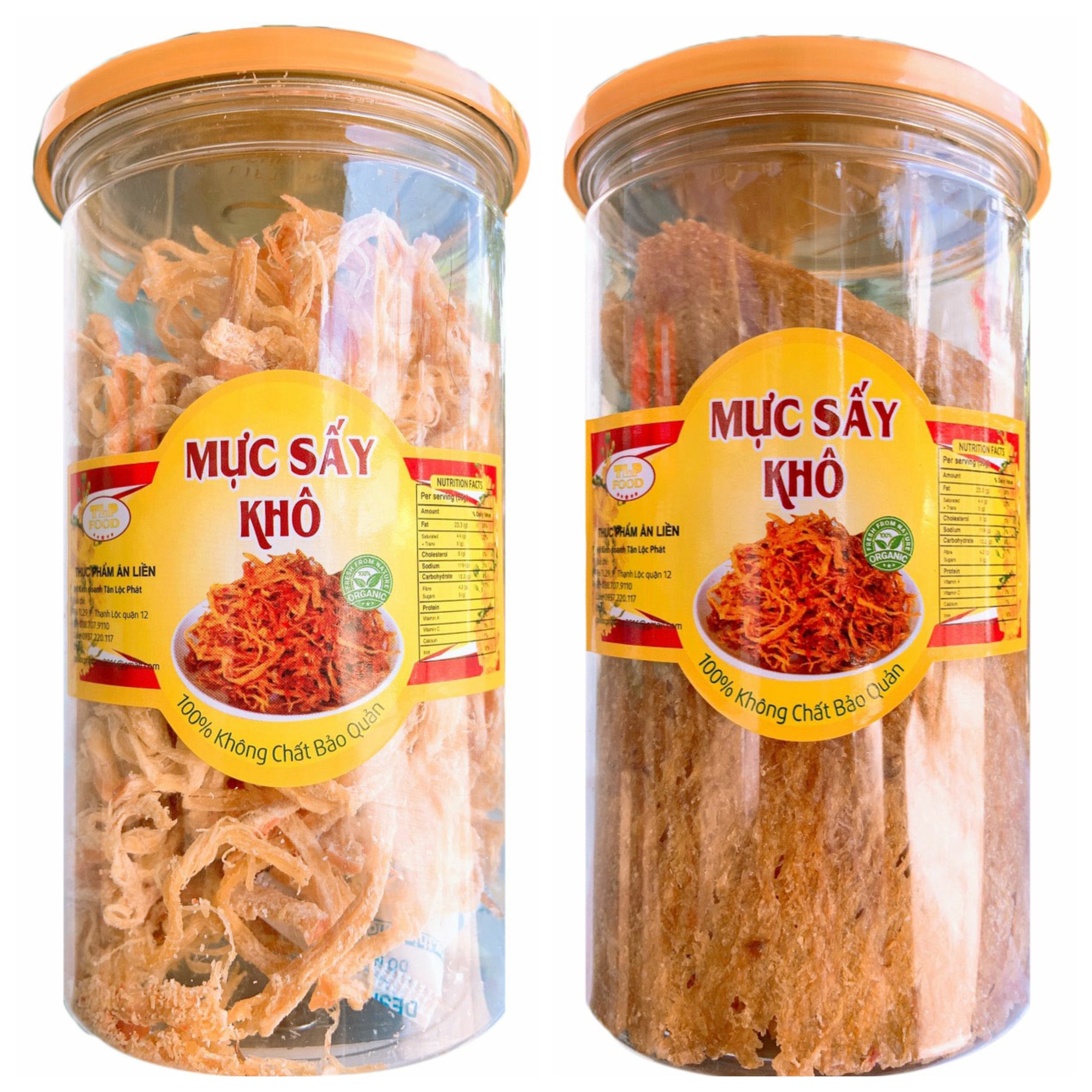 MỰC SẤY KHÔ TẨM VỊ VÀ MỰC SẤY KHÔ XÉ SỢI - MỖI HŨ 200G