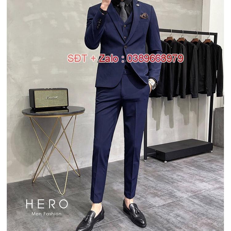 Bộ Vest Nam Cao Cấp Hàn Quốc Màu Tím Than, BỘ Suit Nam thanh niên dáng ôm