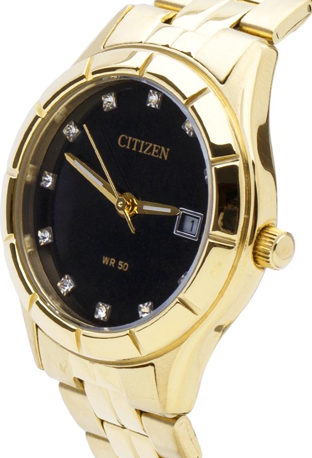 Đồng Hồ Nữ Citizen Đính Đá Swarovski Dây Thép Không Gỉ EU6042-57E - Mặt Đen