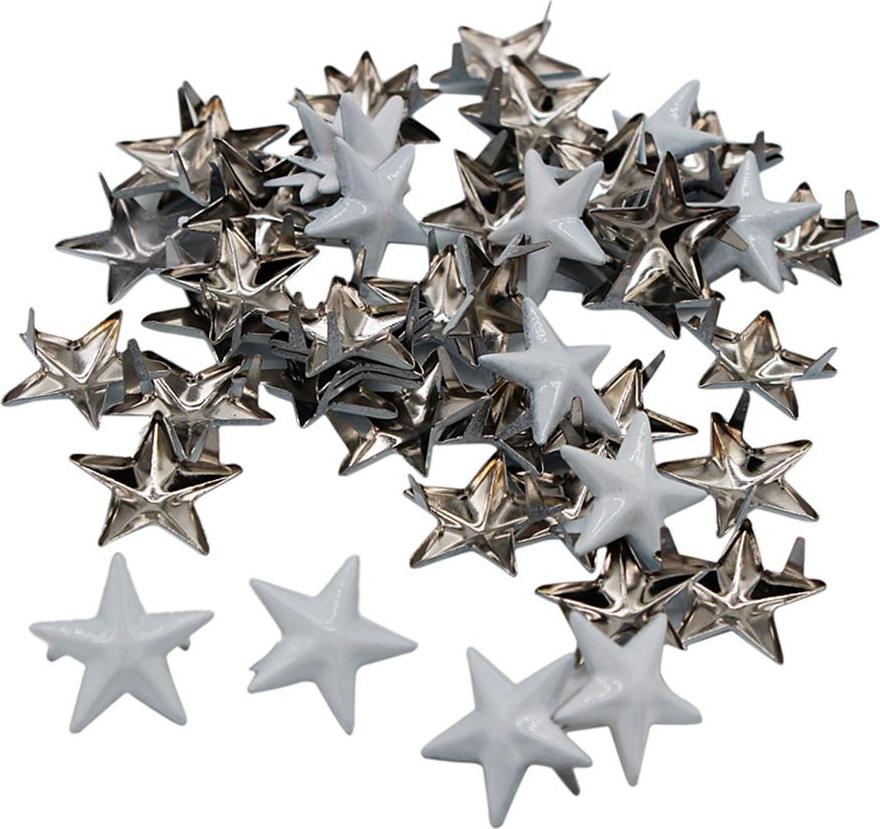 Bộ 50 Ngôi Sao Bạc Đính Đinh Tán Punk Leathercraft DIY Punk Móng Vuốt Đinh Tán 15 Mm