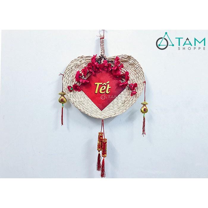 Vòng hoa treo cửa Tết Handmade quạt nan số 17