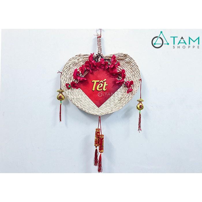 Vòng hoa treo cửa Tết Handmade quạt nan số 17 (2 mặt)